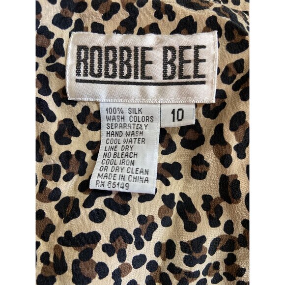 Robbie Bee Womens Size10 Silk Fitted Mini Dress Leopard Print V Neck Mob Wife - Picture 3 of 6